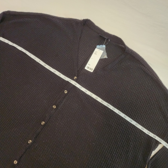 NWT L Urban Outfitters Out From Under Jojo Black Waffle Thermal Button-up Shirt - Picture 5 of 13